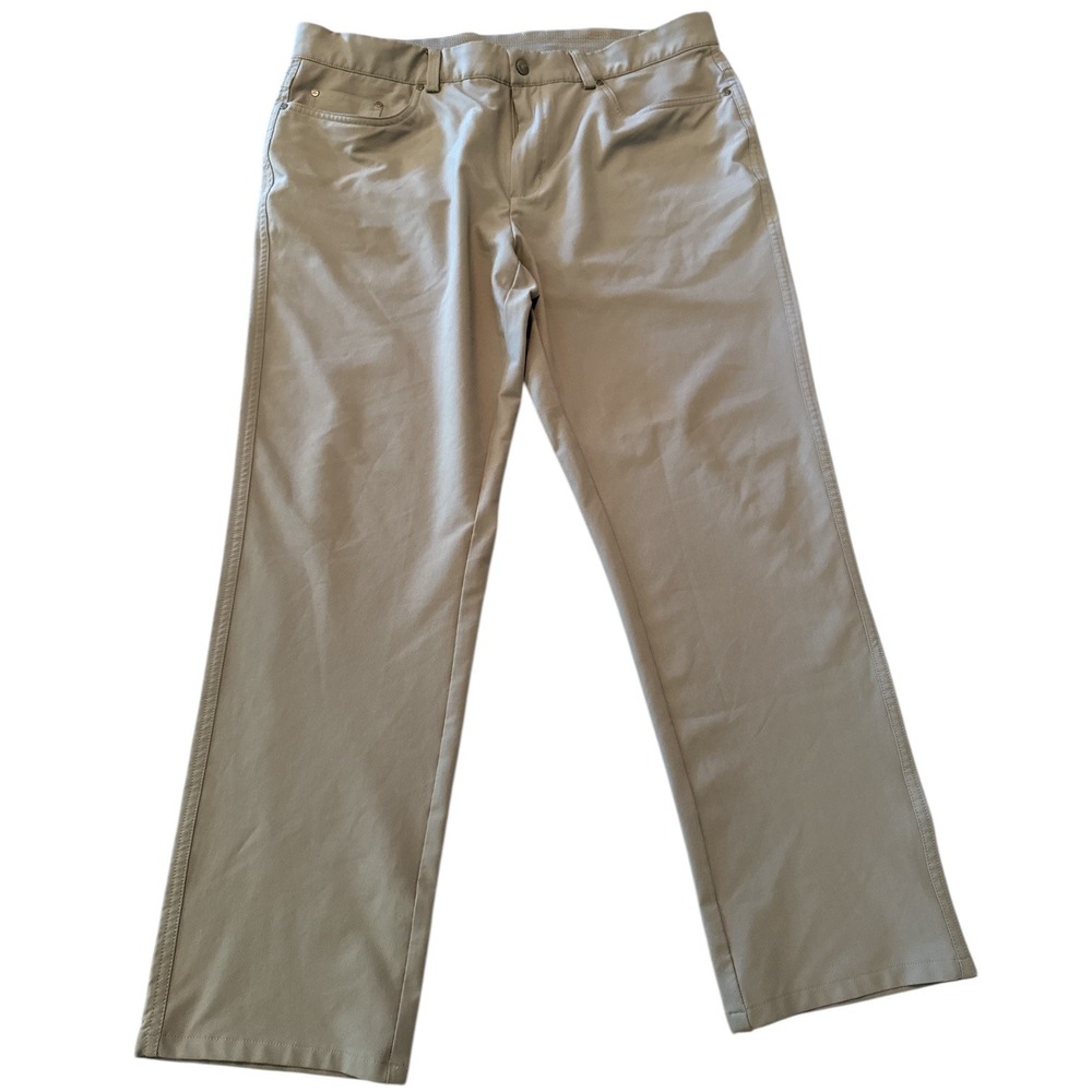 Greg Norman Mens Stretch Golf Pants Gray 36x29 Flat Front Chino Style Activewear